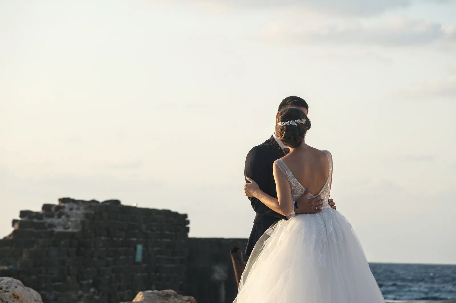 A poorly-composed wedding photograph